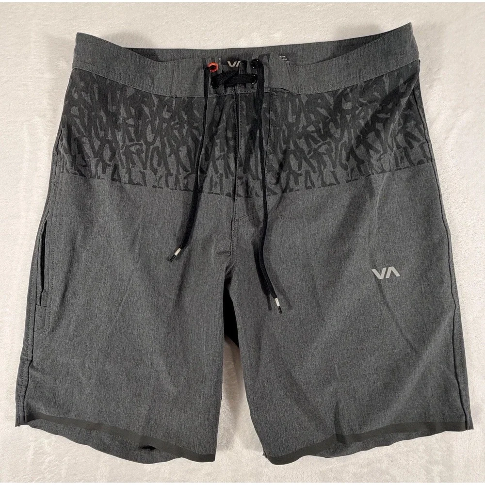 RVCA Shorts Men's Sz 32 Charcoal Gray Ancell Staff Swimming Drawstring